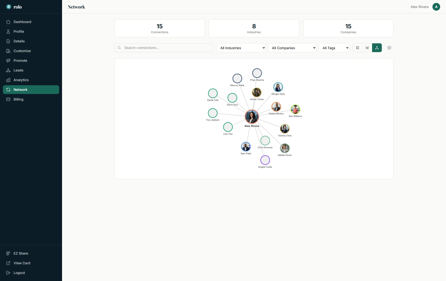 Network graph — interactive force-directed visualization