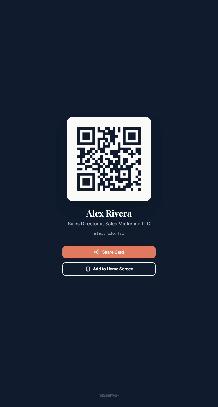 Share page — pull up your QR code in one tap